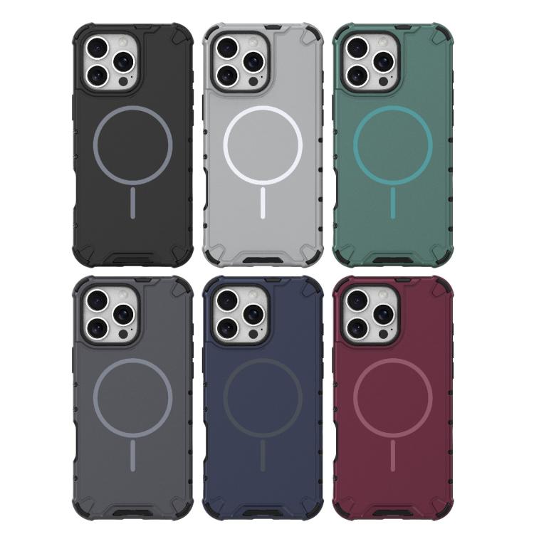 For iPhone 16 Pro Max Grating Solid Color MagSafe Magnetic Phone Case
