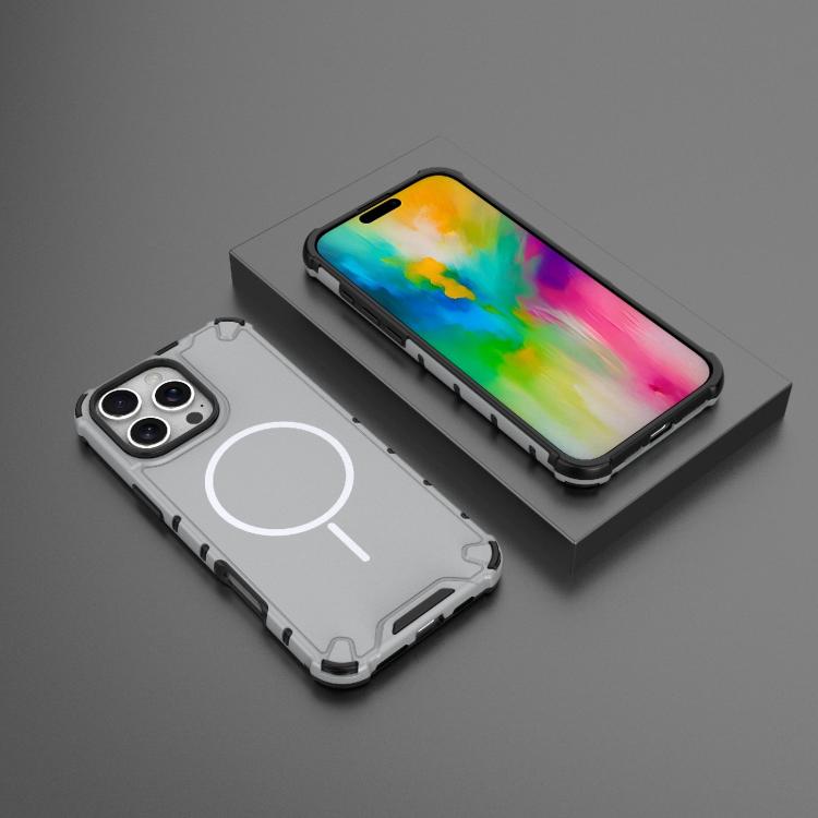 For iPhone 16 Pro Max Grating Solid Color MagSafe Magnetic Phone Case