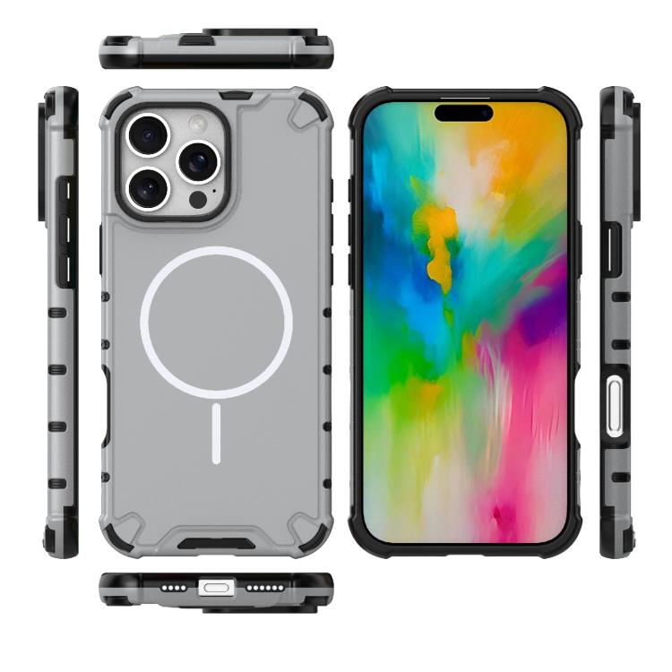 For iPhone 16 Pro Max Grating Solid Color MagSafe Magnetic Phone Case