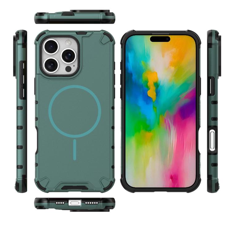 For iPhone 16 Pro Max Grating Solid Color MagSafe Magnetic Phone Case