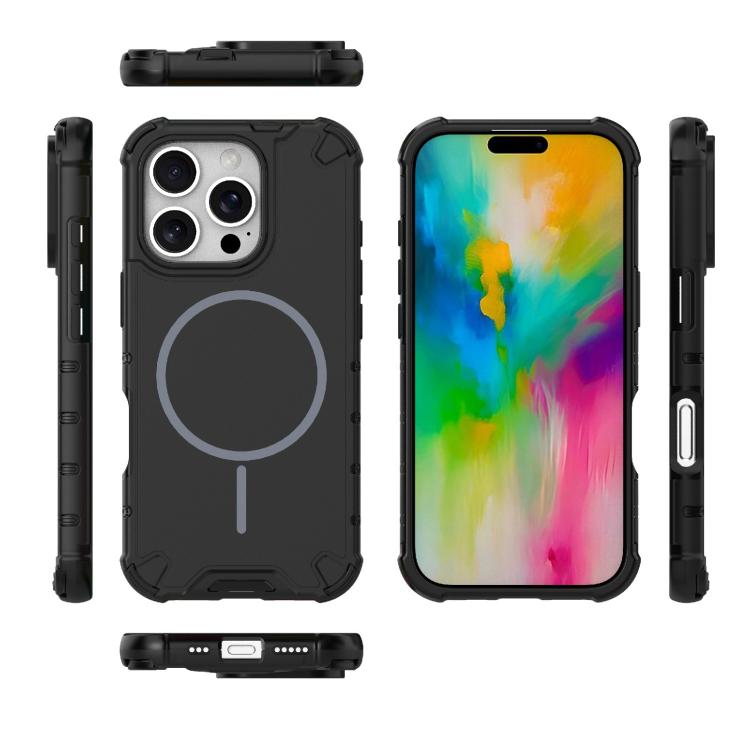 For iPhone 16 Pro Grating Solid Color MagSafe Magnetic Phone Case