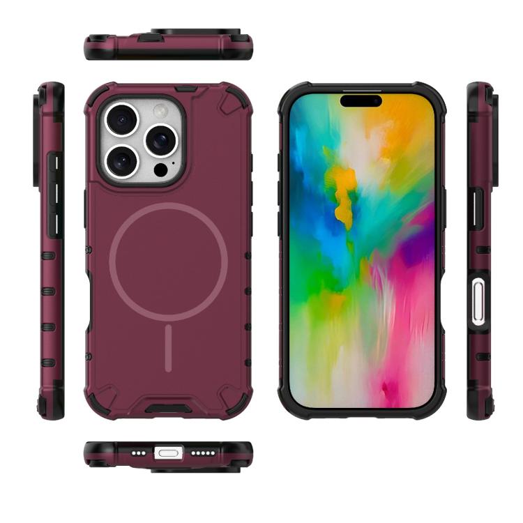 For iPhone 16 Pro Grating Solid Color MagSafe Magnetic Phone Case