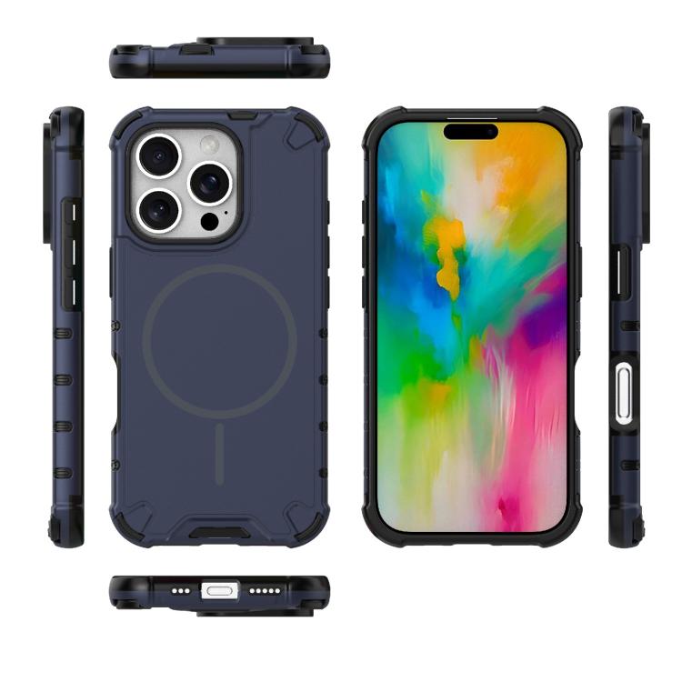 For iPhone 16 Pro Grating Solid Color MagSafe Magnetic Phone Case