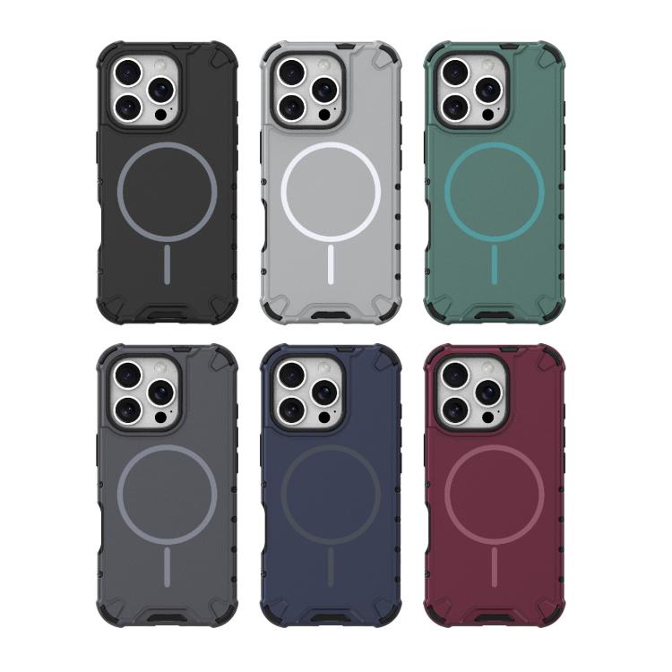For iPhone 16 Pro Grating Solid Color MagSafe Magnetic Phone Case