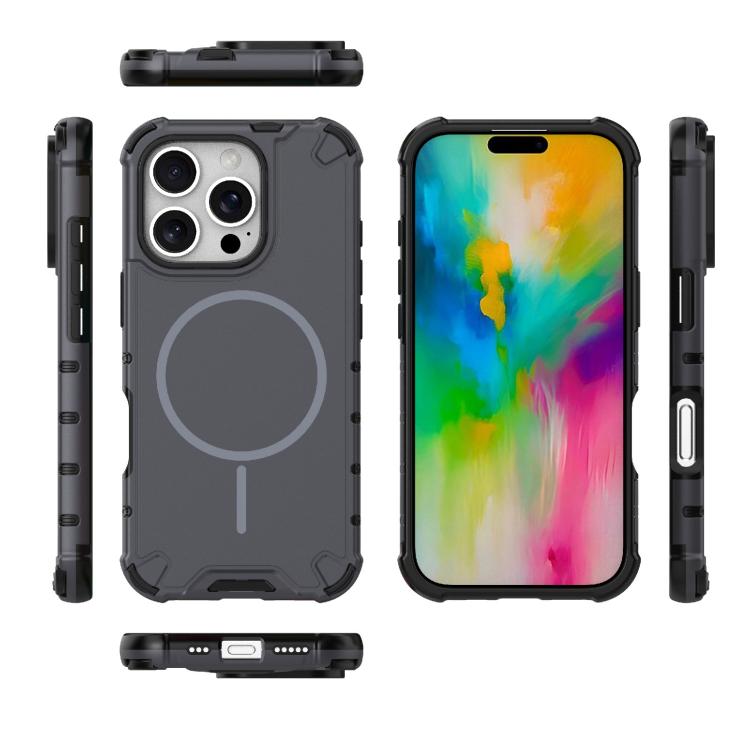 For iPhone 16 Pro Grating Solid Color MagSafe Magnetic Phone Case