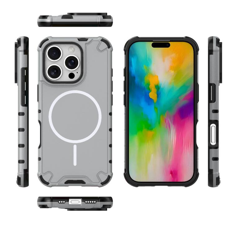 For iPhone 16 Pro Grating Solid Color MagSafe Magnetic Phone Case