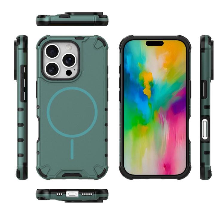 For iPhone 16 Pro Grating Solid Color MagSafe Magnetic Phone Case