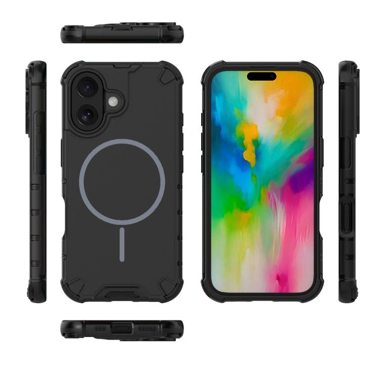 For iPhone 16 Grating Solid Color MagSafe Magnetic Phone Case