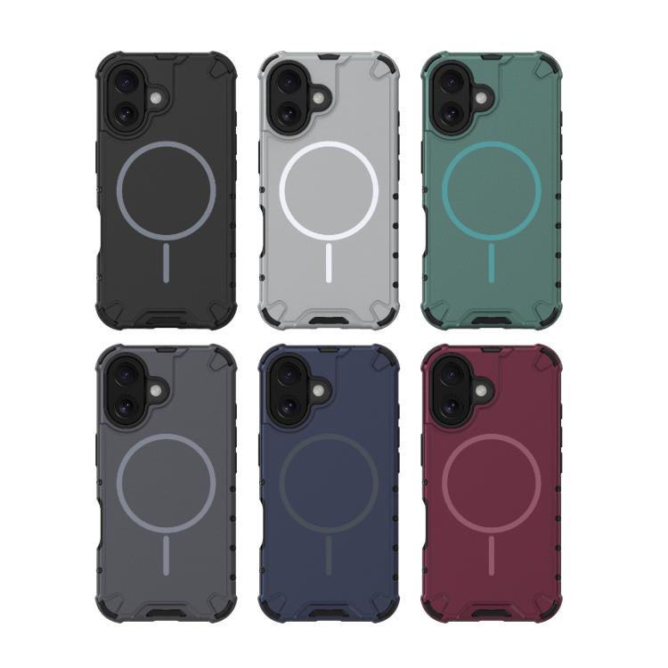 For iPhone 16 Grating Solid Color MagSafe Magnetic Phone Case