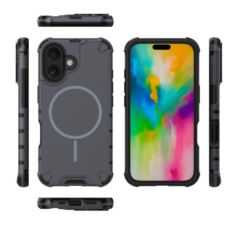 For iPhone 16 Grating Solid Color MagSafe Magnetic Phone Case