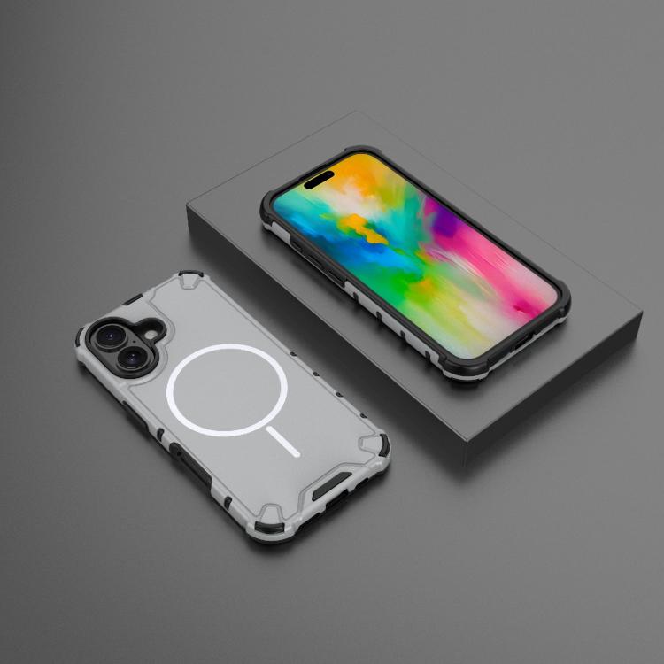 For iPhone 16 Grating Solid Color MagSafe Magnetic Phone Case