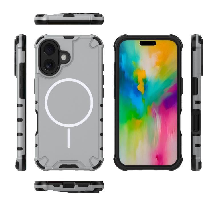 For iPhone 16 Grating Solid Color MagSafe Magnetic Phone Case