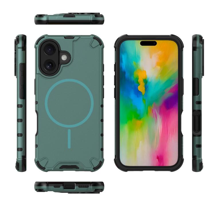 For iPhone 16 Grating Solid Color MagSafe Magnetic Phone Case