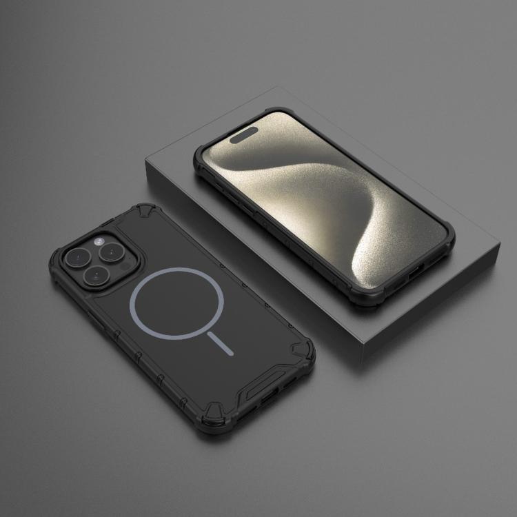 For iPhone 15 Pro Max Grating Solid Color MagSafe Magnetic Phone Case