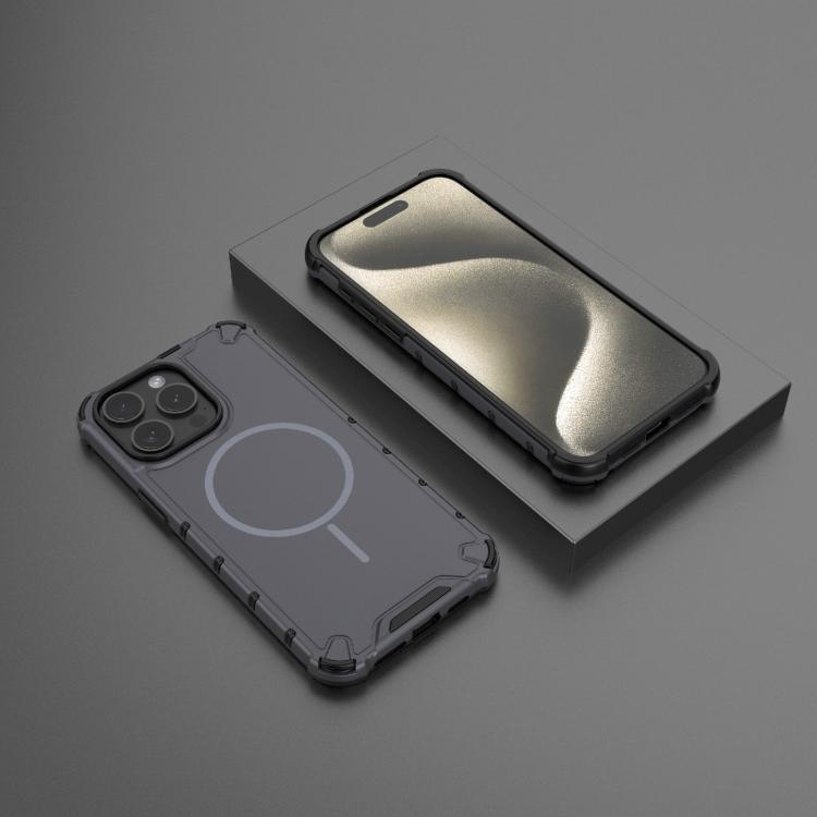 For iPhone 15 Pro Max Grating Solid Color MagSafe Magnetic Phone Case