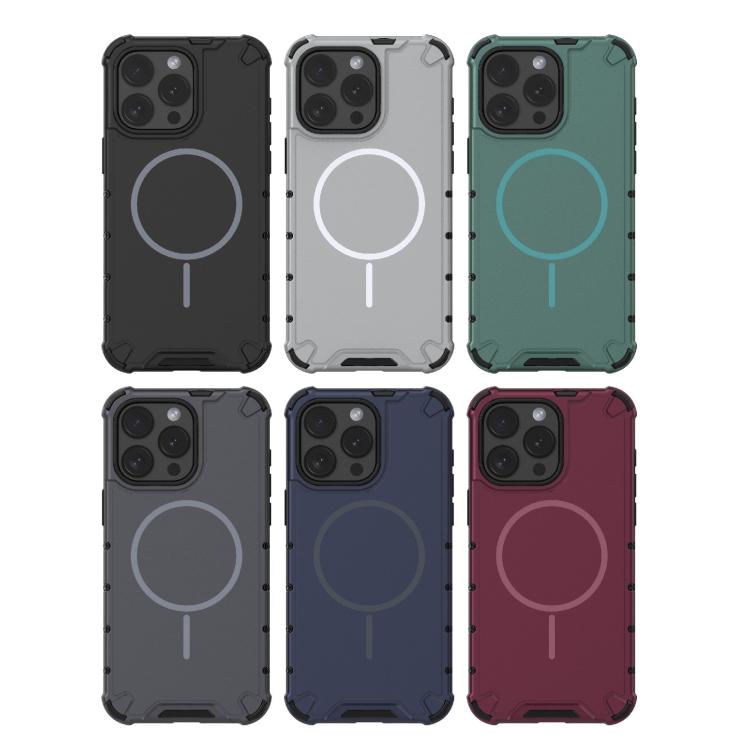 For iPhone 15 Pro Max Grating Solid Color MagSafe Magnetic Phone Case