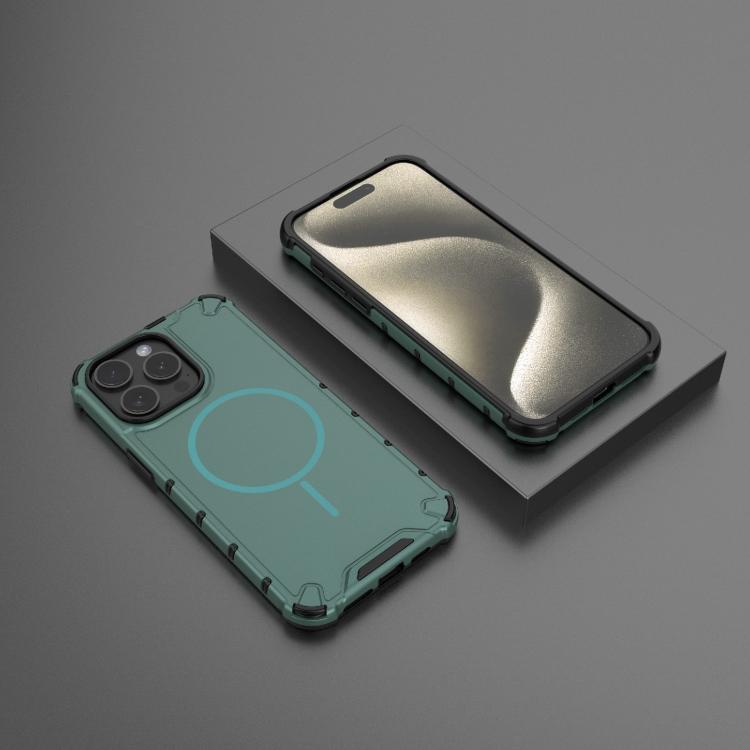 For iPhone 15 Pro Max Grating Solid Color MagSafe Magnetic Phone Case