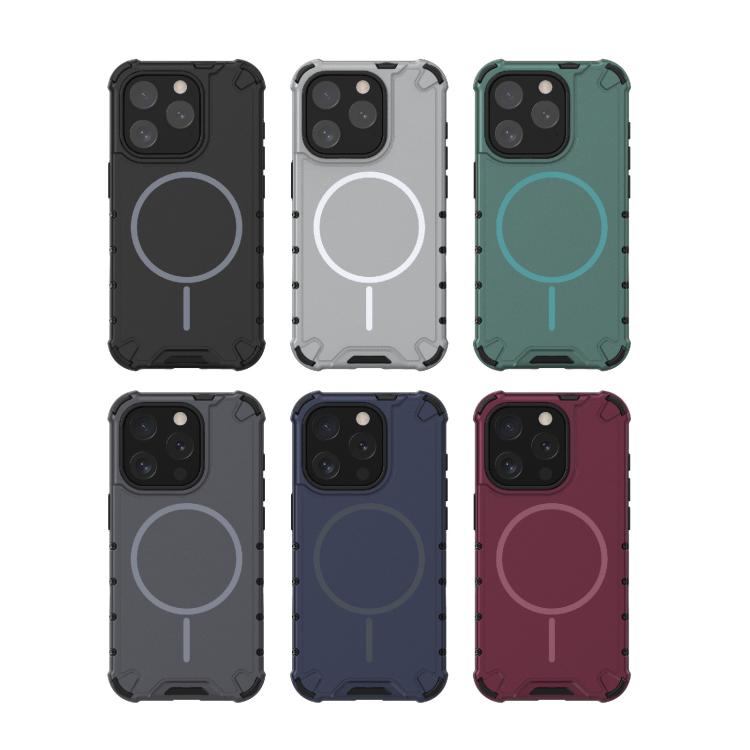 For iPhone 15 Pro Grating Solid Color MagSafe Magnetic Phone Case