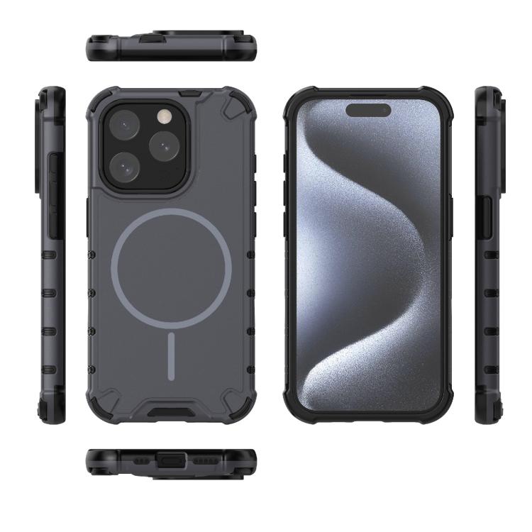 For iPhone 15 Pro Grating Solid Color MagSafe Magnetic Phone Case