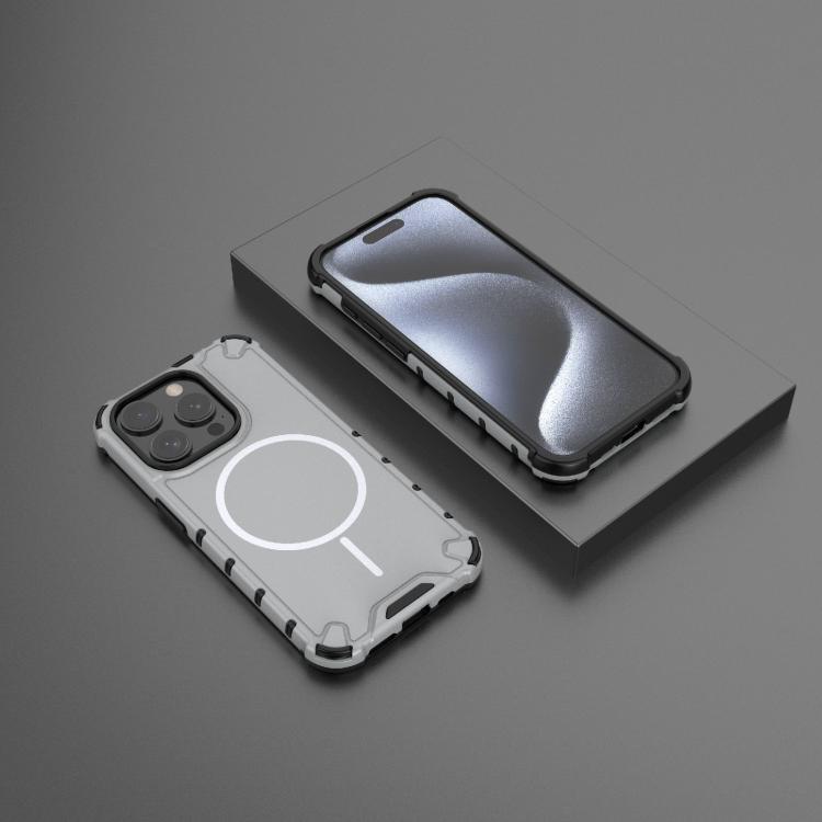 For iPhone 15 Pro Grating Solid Color MagSafe Magnetic Phone Case
