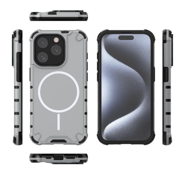 For iPhone 15 Pro Grating Solid Color MagSafe Magnetic Phone Case