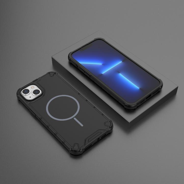 For iPhone 15 Plus / 14 Plus Grating Solid Color MagSafe Magnetic Phone Case
