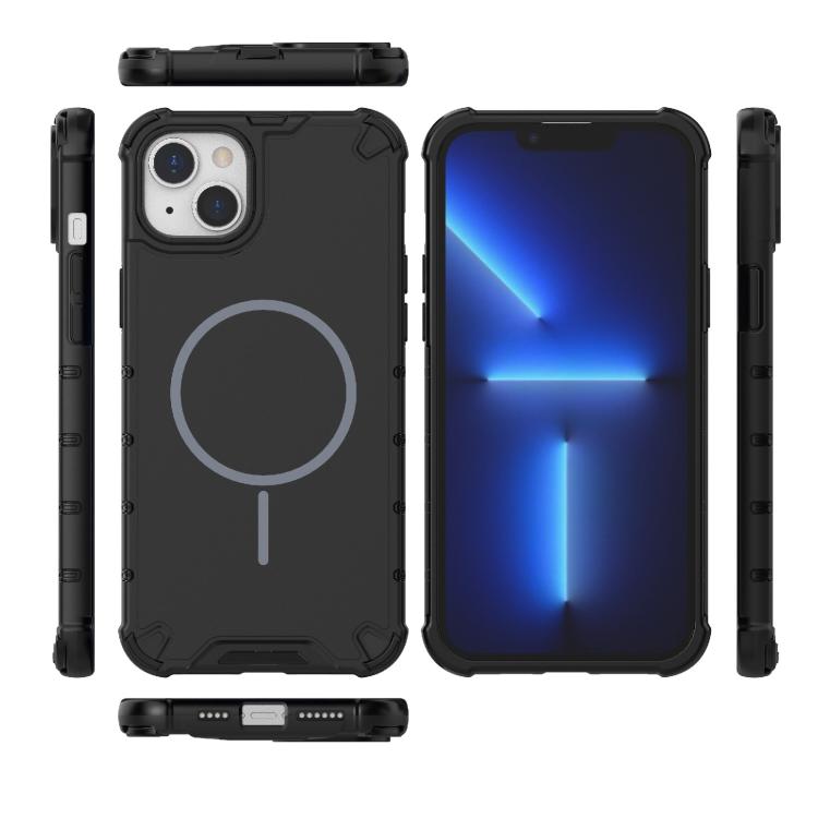 For iPhone 15 Plus / 14 Plus Grating Solid Color MagSafe Magnetic Phone Case