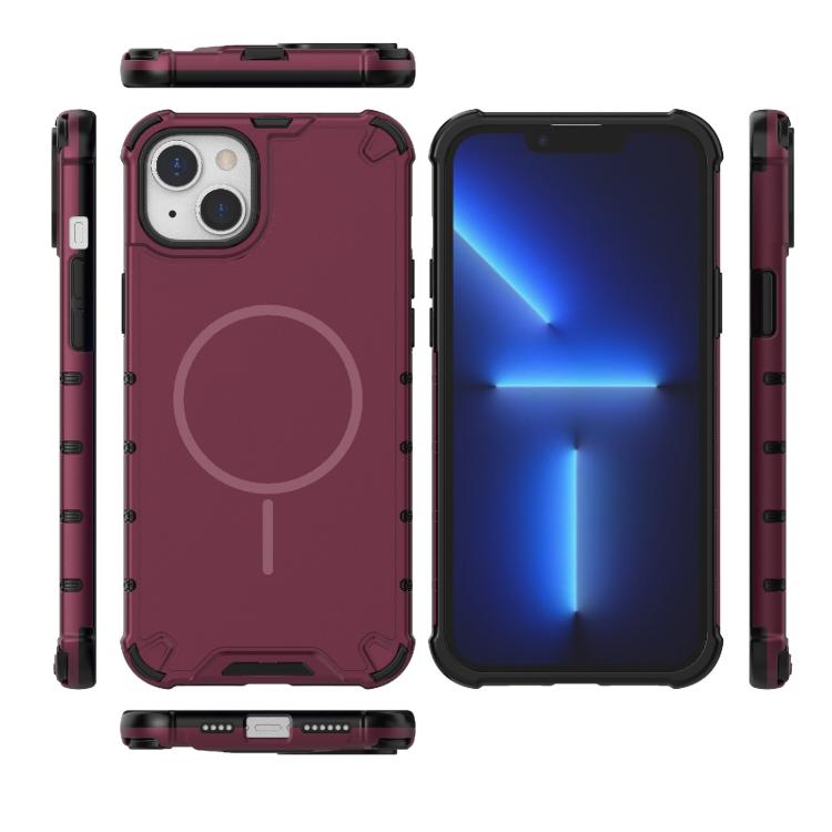 For iPhone 15 Plus / 14 Plus Grating Solid Color MagSafe Magnetic Phone Case
