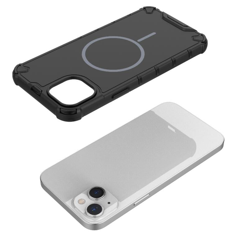For iPhone 15 Plus / 14 Plus Grating Solid Color MagSafe Magnetic Phone Case