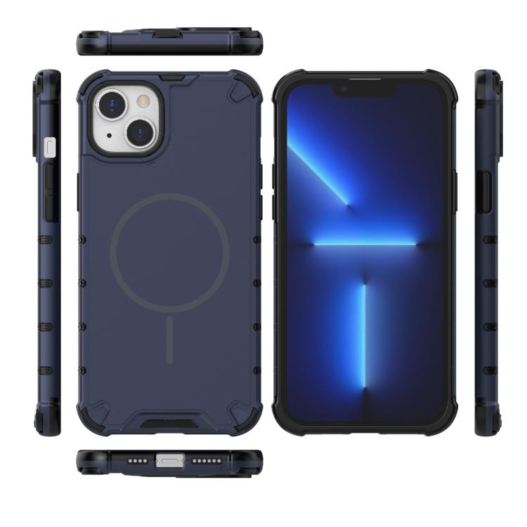 For iPhone 15 Plus / 14 Plus Grating Solid Color MagSafe Magnetic Phone Case