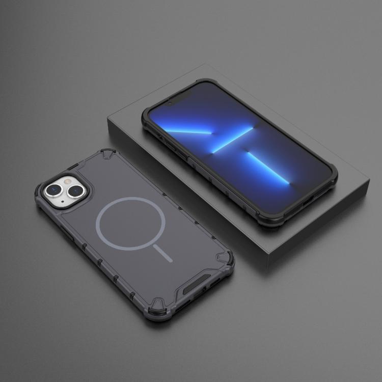 For iPhone 15 Plus / 14 Plus Grating Solid Color MagSafe Magnetic Phone Case