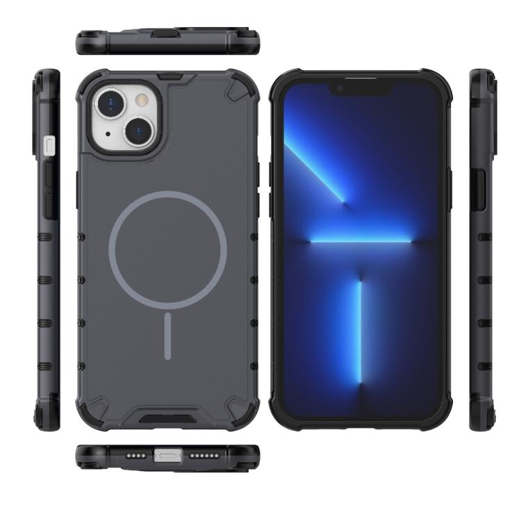 For iPhone 15 Plus / 14 Plus Grating Solid Color MagSafe Magnetic Phone Case