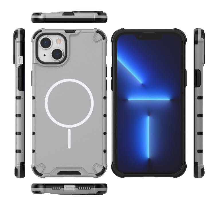 For iPhone 15 Plus / 14 Plus Grating Solid Color MagSafe Magnetic Phone Case
