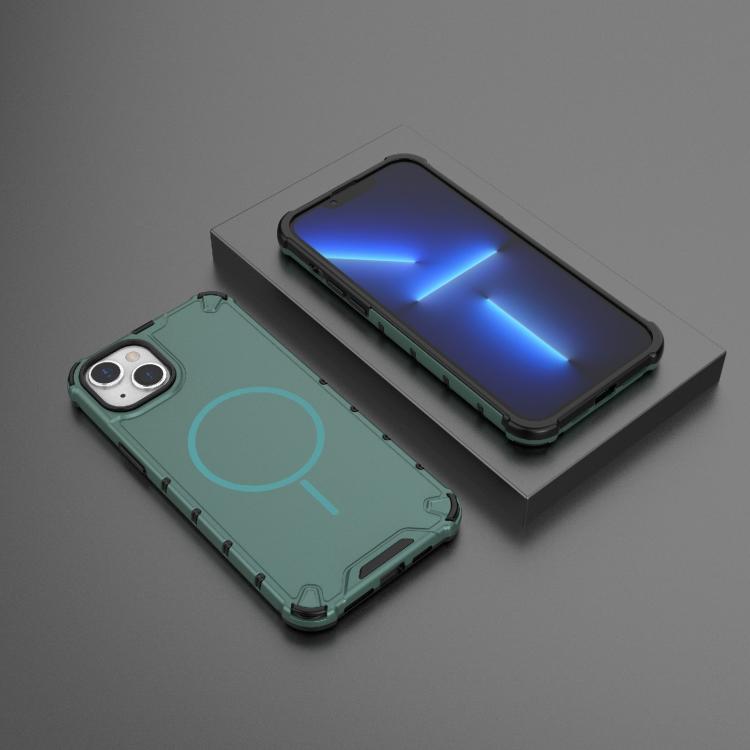 For iPhone 15 Plus / 14 Plus Grating Solid Color MagSafe Magnetic Phone Case