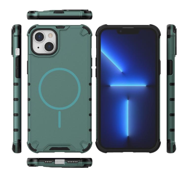For iPhone 15 Plus / 14 Plus Grating Solid Color MagSafe Magnetic Phone Case