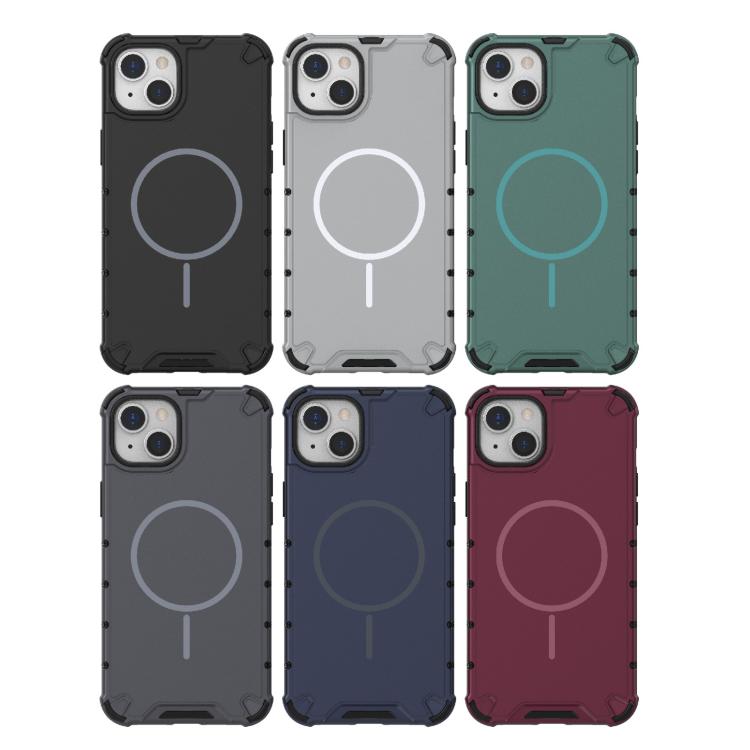 For iPhone 15 Plus / 14 Plus Grating Solid Color MagSafe Magnetic Phone Case