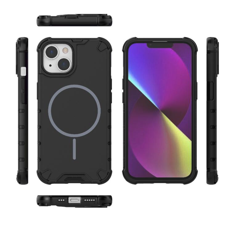For iPhone 14 Grating Solid Color MagSafe Magnetic Phone Case