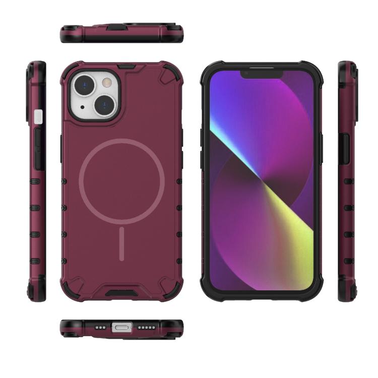For iPhone 14 Grating Solid Color MagSafe Magnetic Phone Case
