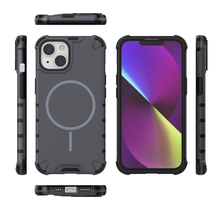 For iPhone 14 Grating Solid Color MagSafe Magnetic Phone Case