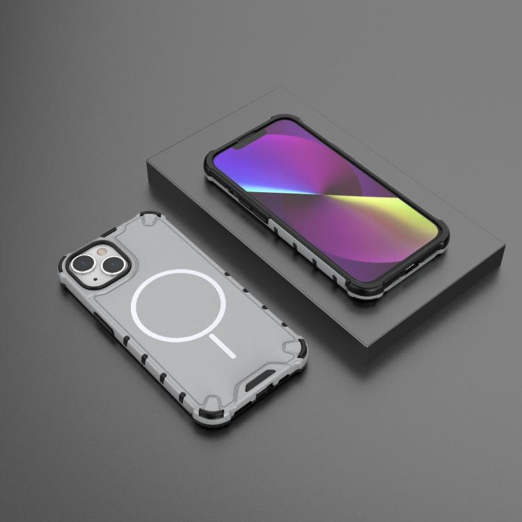 For iPhone 14 Grating Solid Color MagSafe Magnetic Phone Case