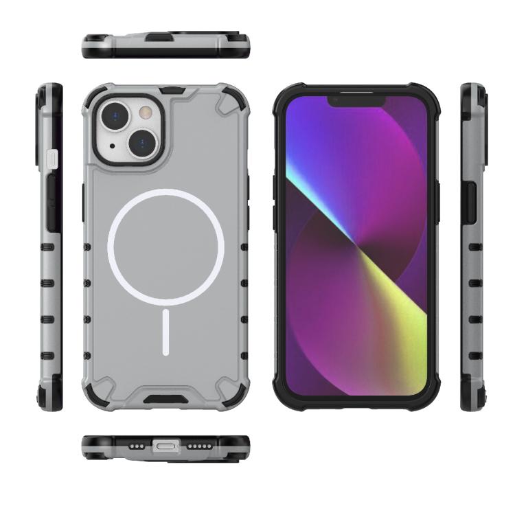 For iPhone 14 Grating Solid Color MagSafe Magnetic Phone Case