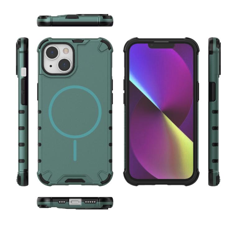 For iPhone 14 Grating Solid Color MagSafe Magnetic Phone Case