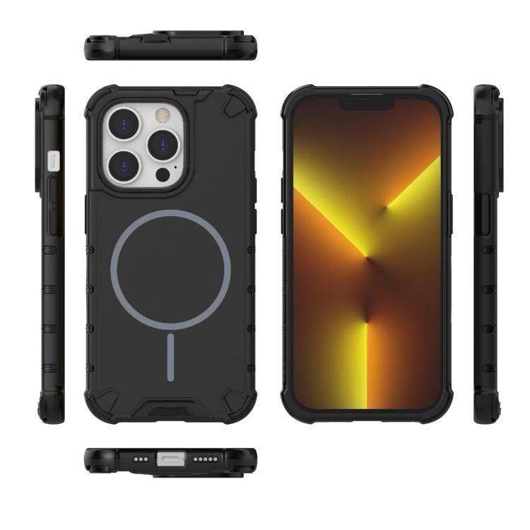 For iPhone 14 Pro Grating Solid Color MagSafe Magnetic Phone Case