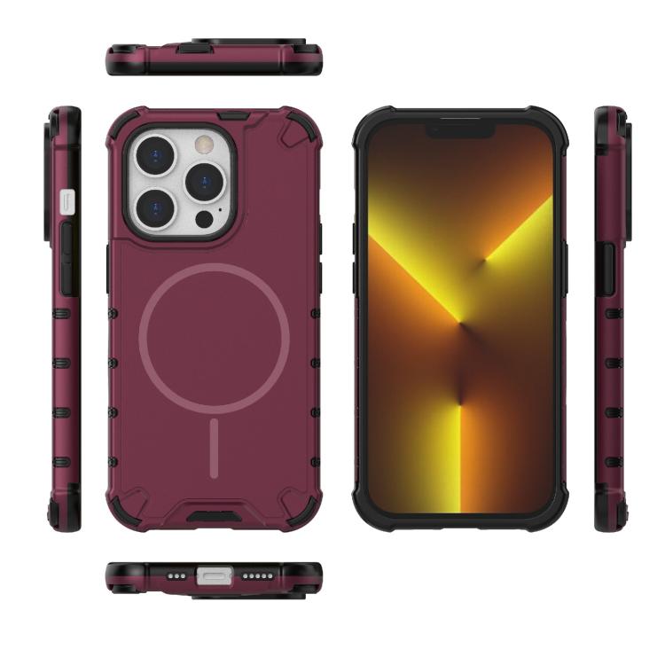 For iPhone 14 Pro Grating Solid Color MagSafe Magnetic Phone Case