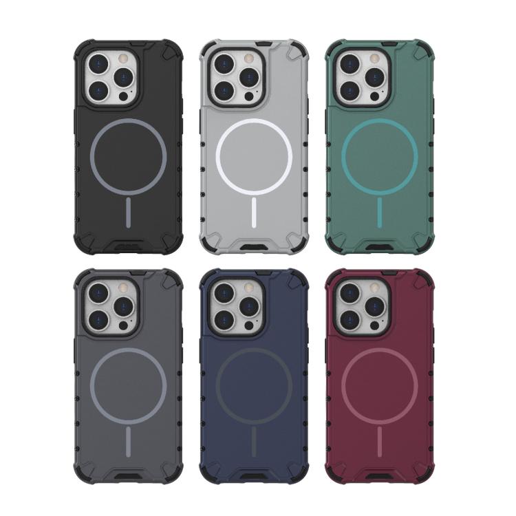 For iPhone 14 Pro Grating Solid Color MagSafe Magnetic Phone Case