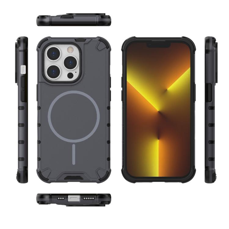 For iPhone 14 Pro Grating Solid Color MagSafe Magnetic Phone Case