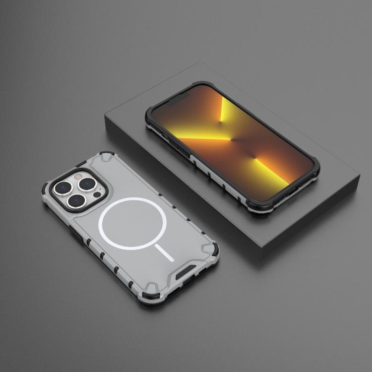 For iPhone 14 Pro Grating Solid Color MagSafe Magnetic Phone Case