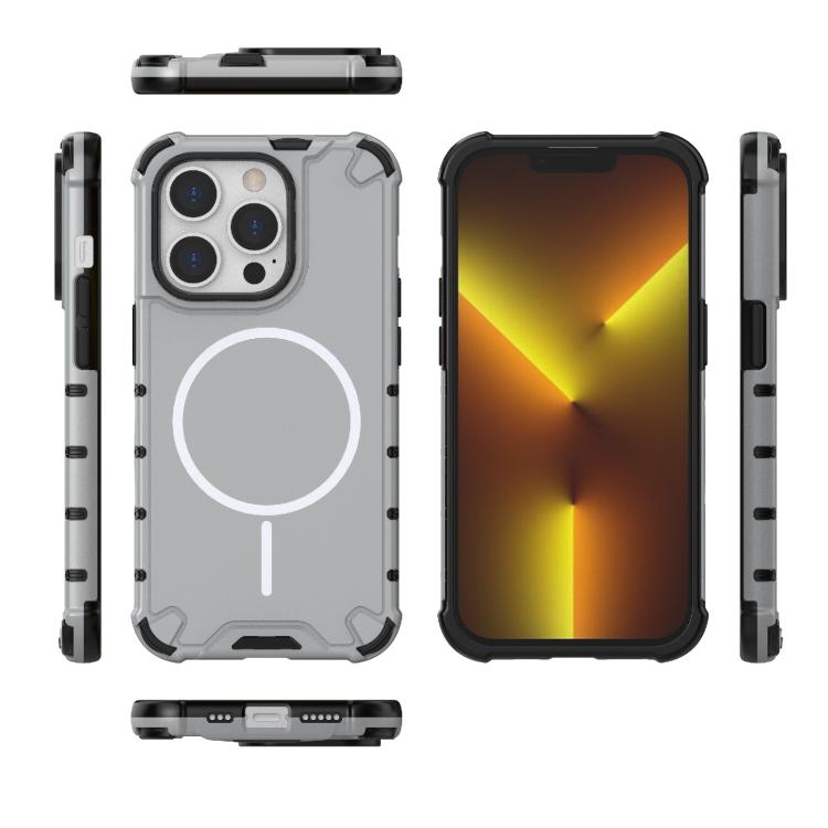 For iPhone 14 Pro Grating Solid Color MagSafe Magnetic Phone Case