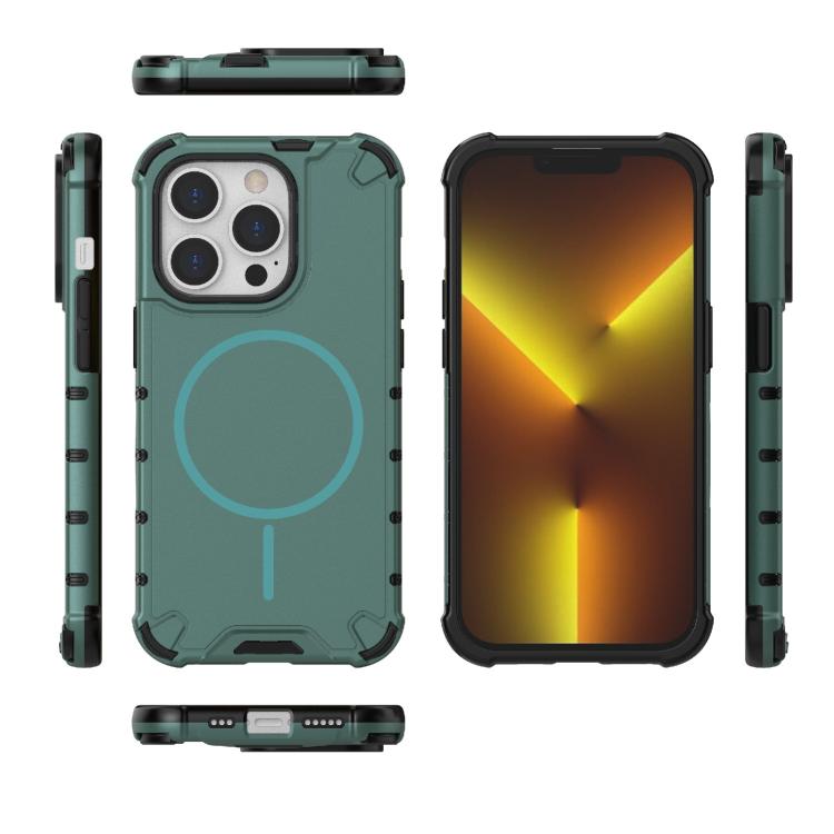 For iPhone 14 Pro Grating Solid Color MagSafe Magnetic Phone Case