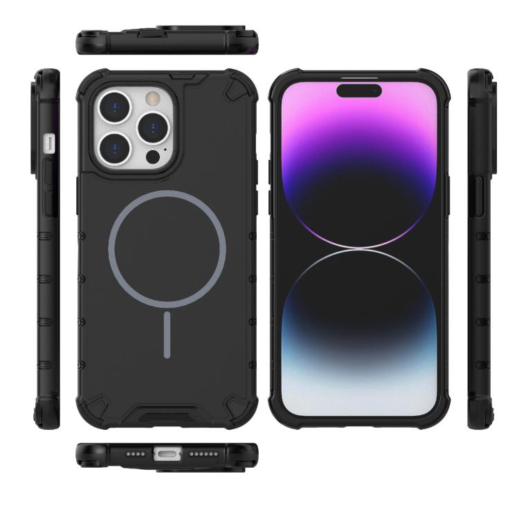 For iPhone 14 Pro Max Grating Solid Color MagSafe Magnetic Phone Case